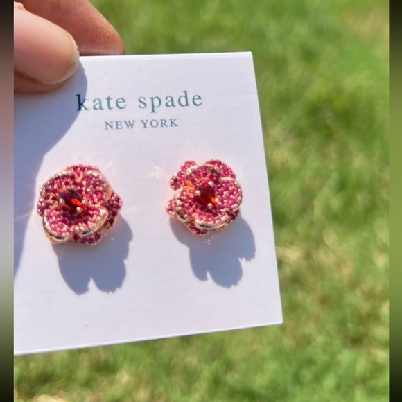 - NEW Kate Spade 3D Rose Flower Pave Earrings - Picture 6 of 13